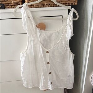 White Button-Down Sleeveless Top